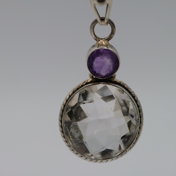BOXCHAIN BEAUTY AMETHYST AND MOONSTONE NECKLACE AND PENDANT STERLING SILVER - Picture 7 of 15